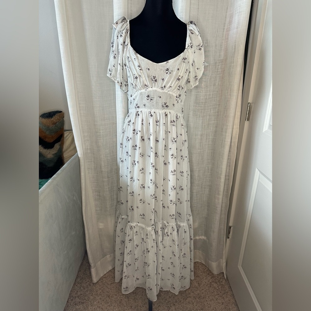 LOVESHACKFANCY lavender purple floral peasant dress size 2